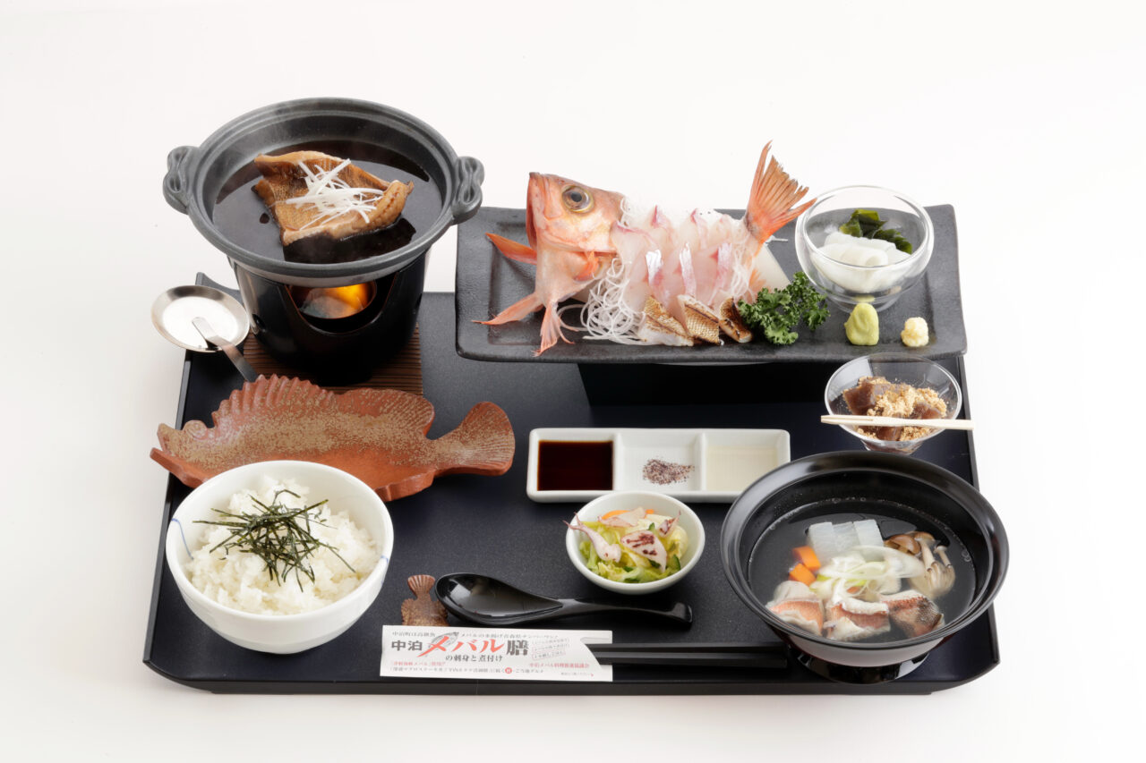 Nakadomari Sashimi and Soy Sauce Steeped Black Rockfish Zen(AKA Nakadomari Mebaru Zen)